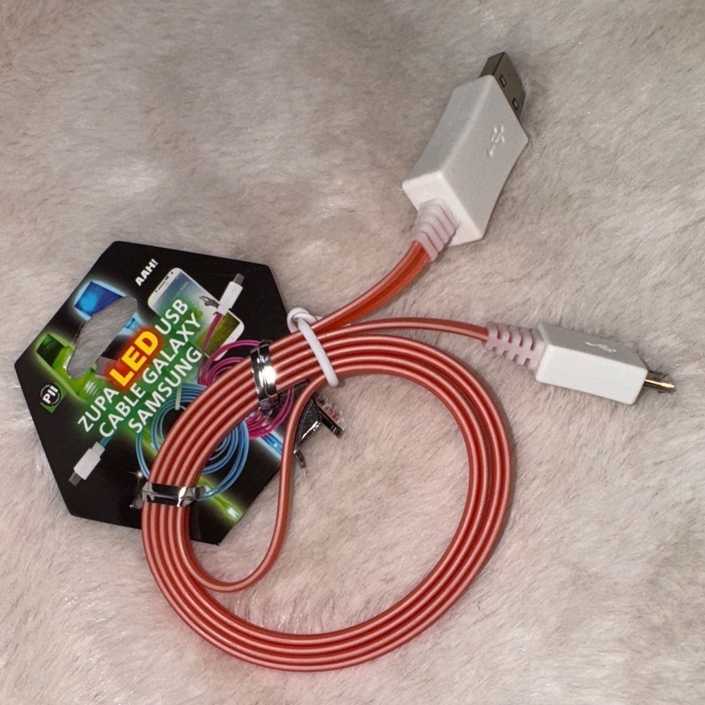 White and Red USB Cable for Samsung